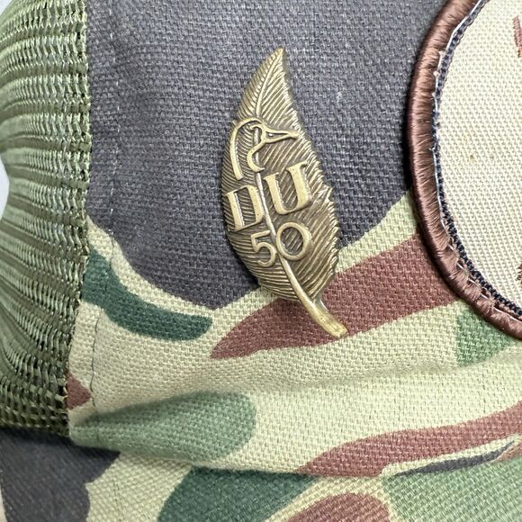 Vintage Ducks Unlimted Camo Patch Hat with Pins Made in USA Trucker Hunting Camp - Picture 4 of 14